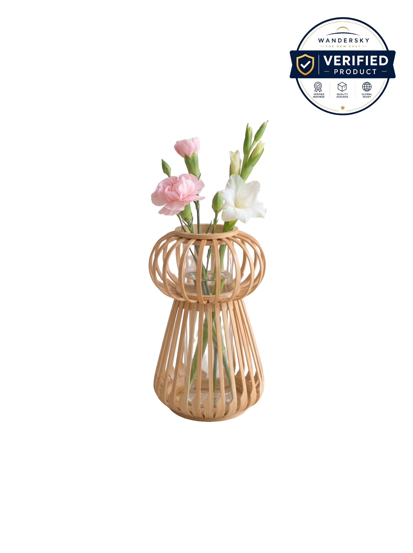 Artisan Hand-Curved Bamboo Vase