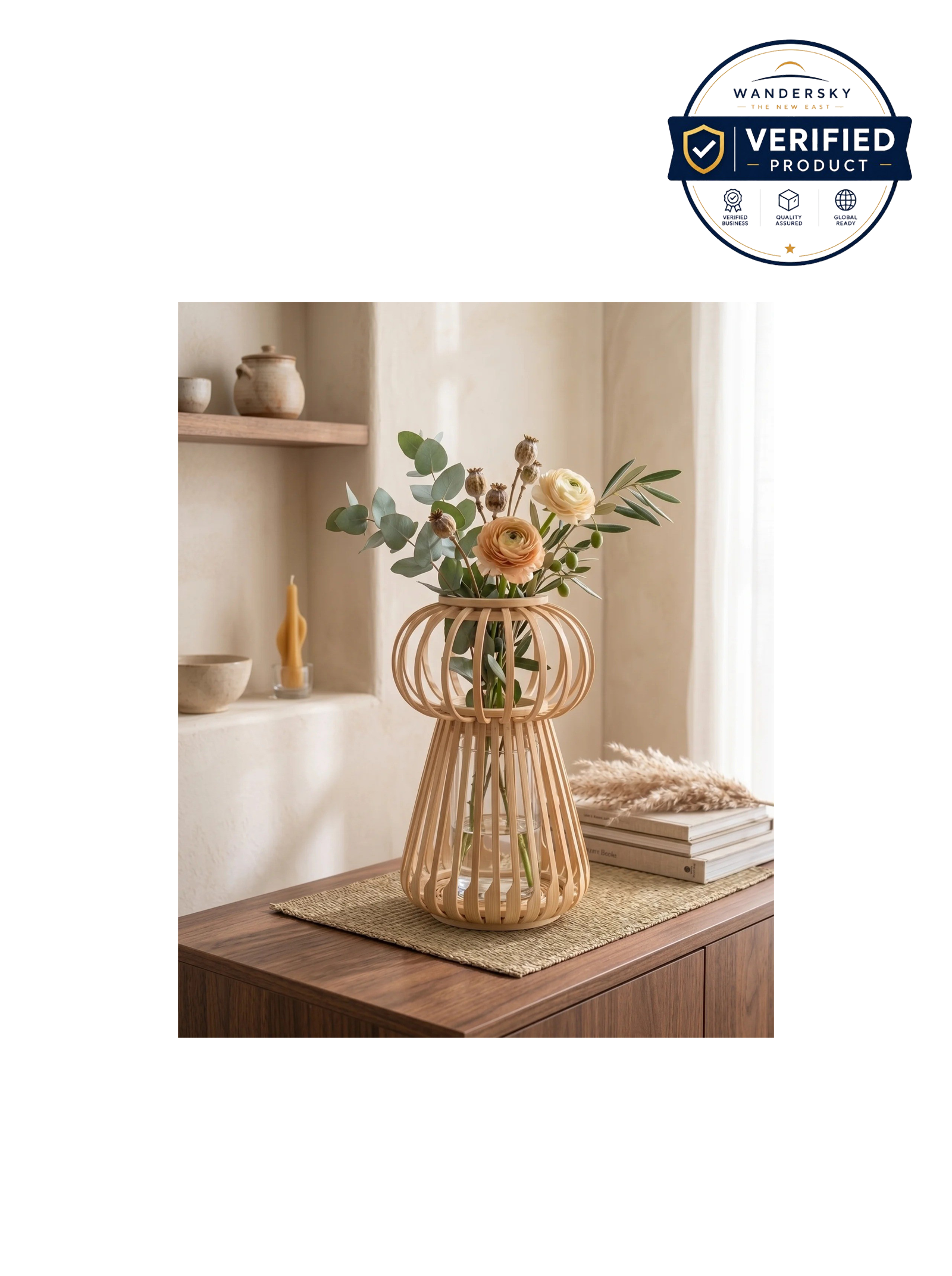 Artisan Hand-Curved Bamboo Vase